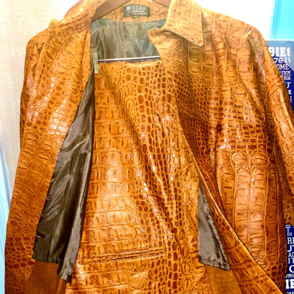 MISSANI LE COLLEZIONI Embossed Antique Naked Lambskin Suit SZ 3XL (NEW)